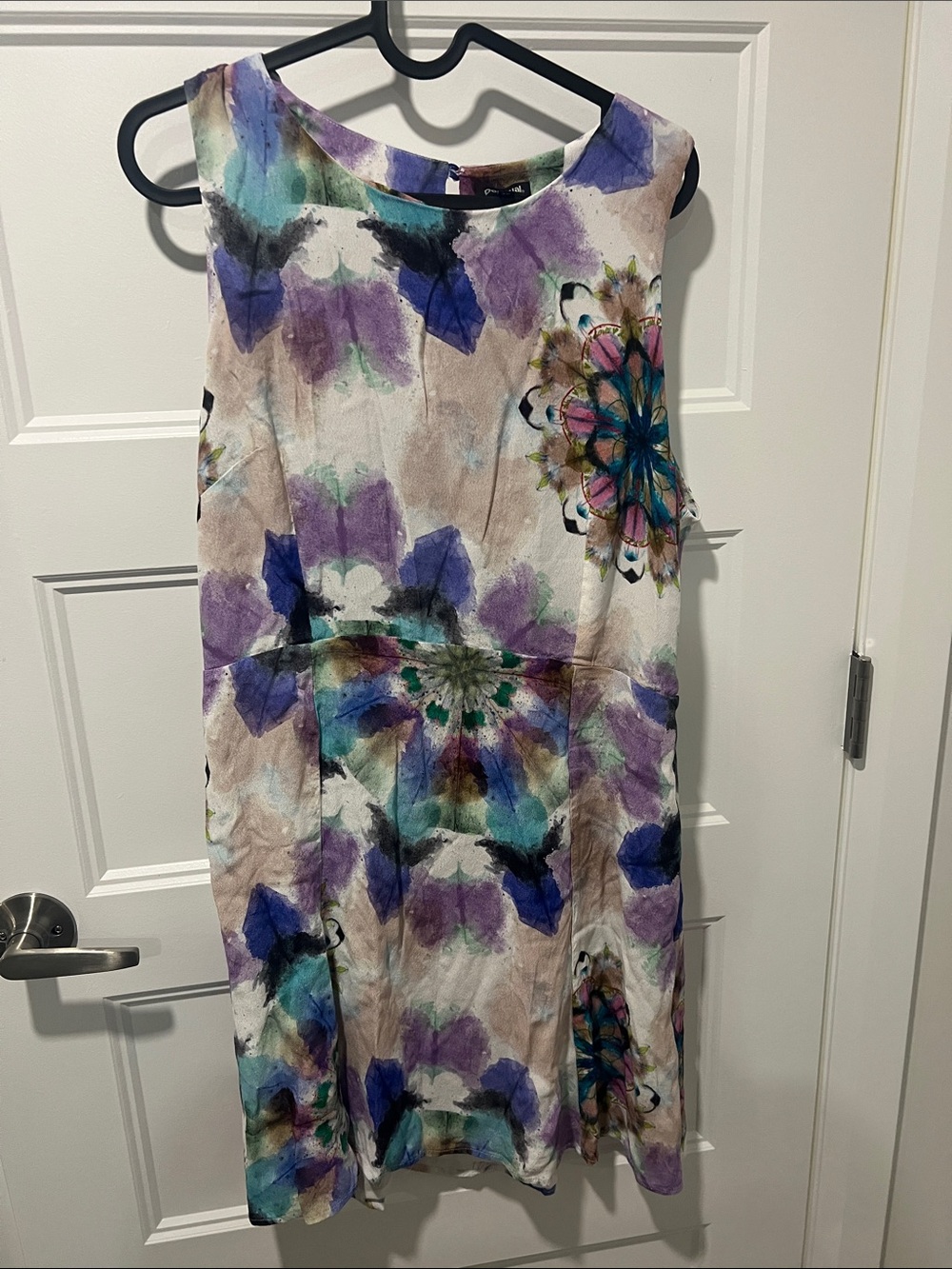 Desigual Sleeveless Midi Dress in Purple, Teal & Cream